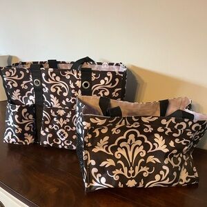 Thirty-One Organizing Utility Tote – Parisian Pop Black & White – 2 Bag Bundle